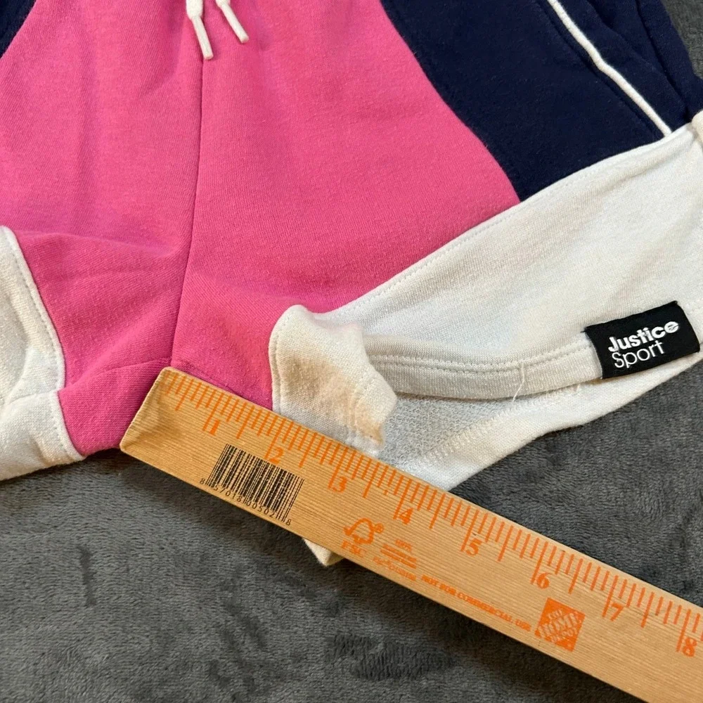 Justice Sport Colorblock Shorts Girls Medium 10 Pink Navy White Athletic